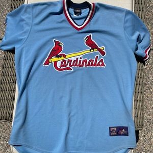 St Louis Cardinals; Baby BLUE; XXL; pull over jersey; small hole on back L side